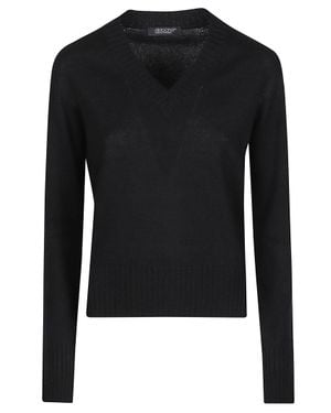 Aragona Ribbed Cashmere V-Neck Sweater - Black