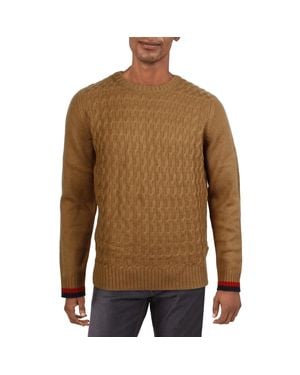 Ben Sherman Ribbed Trim Knit Pullover Sweater - Brown