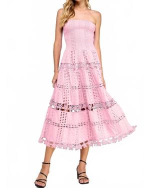 Strut & Bolt Lena Eyelet Midi Dress - Pink