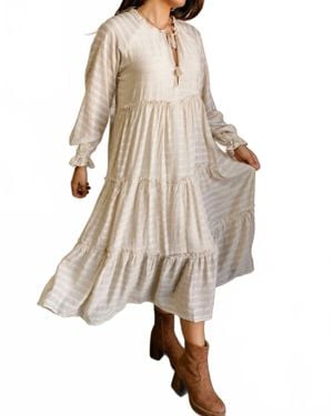 Everleigh Mallory Tiered Midi Dress - Natural