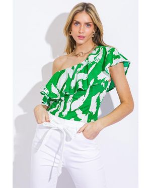 TRUEDAMES Happy To Be Here Woven Top - Green