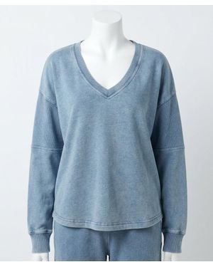 Z Supply Delphine Knit Denim Sweatshirt - Blue