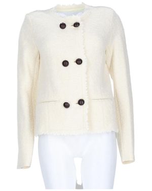 Isabel Marant Cropped Bouclé Jacket With Textured Fabric And Double-Breasted Front - White