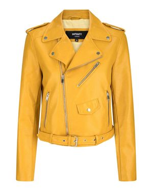 TruClothing Real Leather Slim Fit Biker Jacket - Yellow
