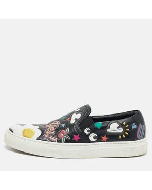 Anya Hindmarch Leather Slip On Sneakers - Blue