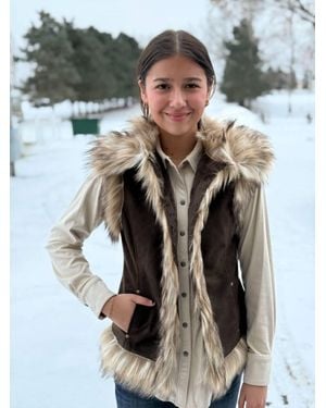 Tasha Polizzi Luxe Faux Fur Collared Vest - Gray