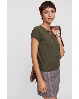 Maeve Coco Short-Sleeve Cardigan - Brown