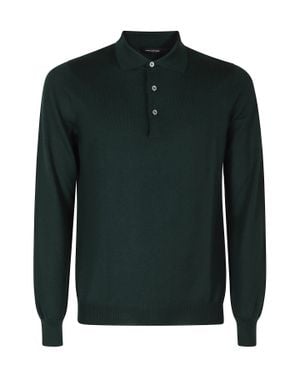 Tagliatore Merino Long-Sleeve Wool Polo Shirt - Green