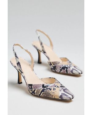 Maeve Square Toe Slingback Heels - White