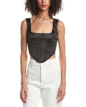 GUIZIO Satin Lace Up Bustier - Black
