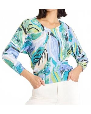 NIC+ZOE Island Beat Cotton Slub Sweater - Blue