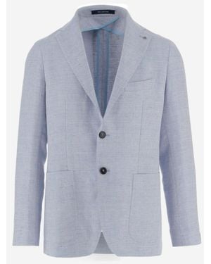 Tagliatore Linen Blend Single-Breasted Jacket - Blue