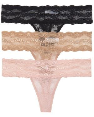 B.tempt'd Lace Kiss Thong Panty Pack - Natural