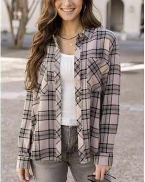 Grace and Lace Favorite Button Up Top - Gray