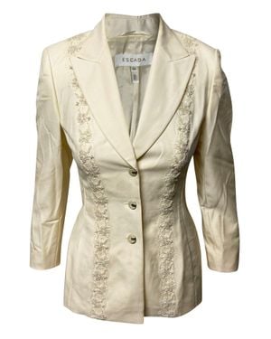 ESCADA Lace And Pearl Trouser Suit Set - Natural