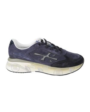 Premiata Dark Moerun Leather-Blend Low-Top Sneakers - Blue