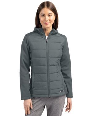 Cutter & Buck Evoke Hybrid Softshell Full Zip Hooded Long Sleevejacket - Gray