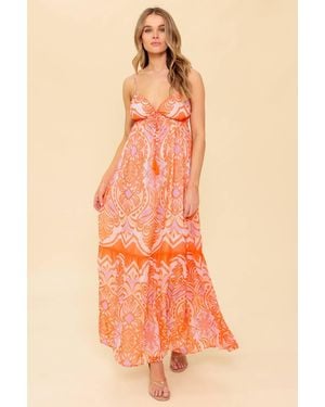 TRUEDAMES Romance Language Coral Woven Maxi Dress - Orange