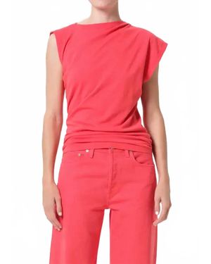 Agolde Beth Asymmetrical Tee - Red