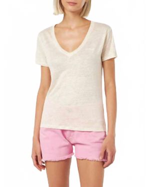 MC2 Saint Barth Linen Jersey Off- V-Neck T-Shirt Eloise - White