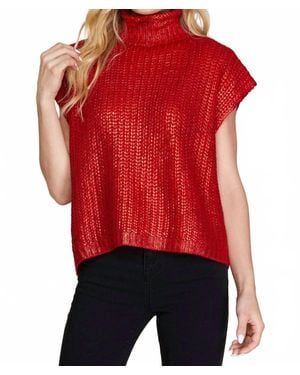 She + Sky Metallic Foil Sweater Top - Red