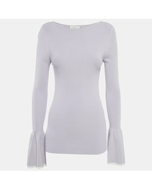 Sandro Light Rib Knit Bell Sleeve Top - Purple