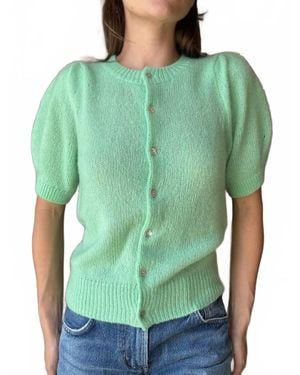 W. Cashmere Sheila Puff-Sleeve Cardigan - Green