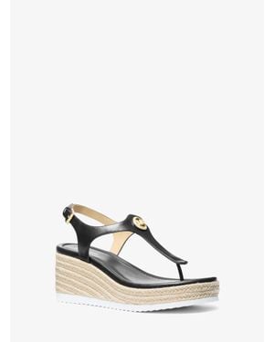 MICHAEL Michael Kors Val Leather Thong Wedge Sandal - White