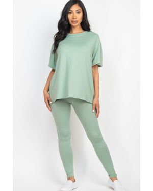 TRUEDAMES Fashnzfab Oversized T-Shirt & Leggings Set - Green