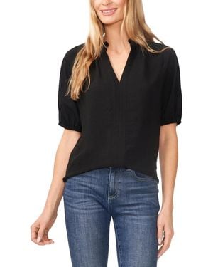 Cece Top Rich Ruffle Puff Sleeve Split V-Neck Blouse Gbo788 - Black