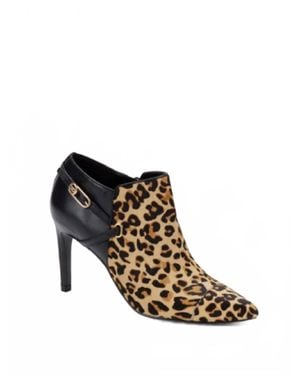 Cole Haan Leopard Print Leather Calfhair Ankle Boots - Black