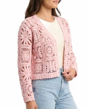 Pol Granny Square Cardigan - Red