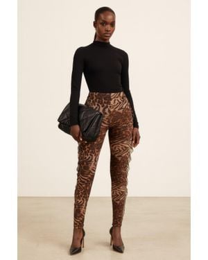 TRUEDAMES Leopard Side Ruffle Printed Pants - Brown
