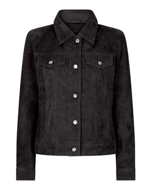 TruClothing Suede Vintage Jeans Jacket Leather Biker - Black