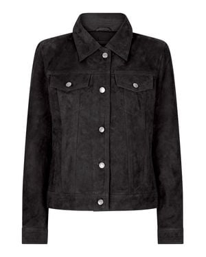 TruClothing Suede Vintage Jeans Jacket Leather Biker - Black