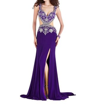 Angela & Alison Sparkling Prom Dress - Purple