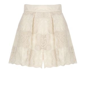 Zimmermann Wanderlust Lace Cotton Shorts - Natural