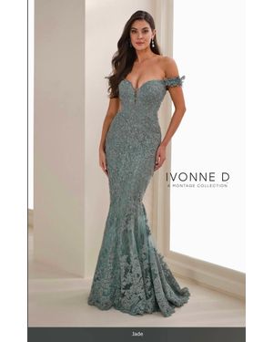 Ivonne D Off-Shoulder Formal Gown - Blue