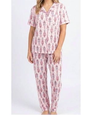 Shirley Stone Short Sleeve Nutcracker Pajama Set - Red