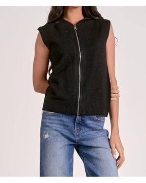 Elan Sleeveless Hoodie Sweater - Black