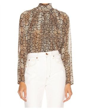 Smythe Turtleneck Drape Blouse - White
