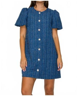 Love Wednesday Rodeo Drive Boucle Dress - Blue
