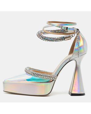 Mach & Mach Iridescent Pvc Crystal Embellished Kimberly Platform Pumps - Blue