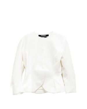 Jacquemus Cropped Jacket With Rounded Hemline - White