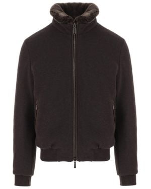 Moorer Wool-Blend High Collar Jacket - Black