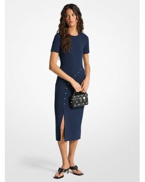 Michael Kors Studded Scuba Midi Dress - Blue