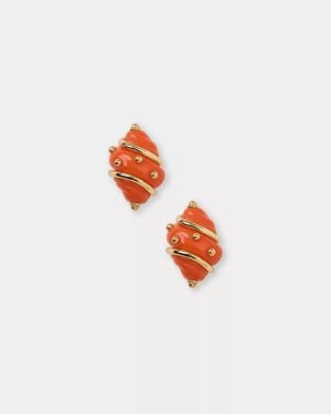 Lilly Pulitzer Kenneth Jay Lane Shell Clip Earrings - White