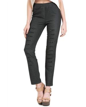 Umgee High Waist Denim Pants With Ripped Details - Black