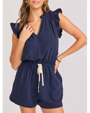 Sadie & Sage Lilah Ruffle Romper - Blue