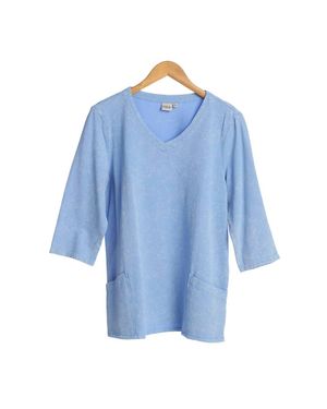 Focus Fashion Mineral Wash Cotton Jacquard Top - Blue
